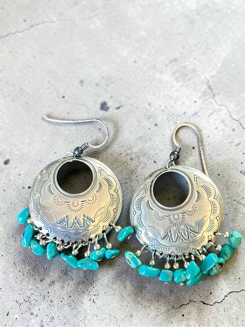 Carolyn Pollack Relios Sterling Silver Turquoise Drop Pierced Earring Southwest